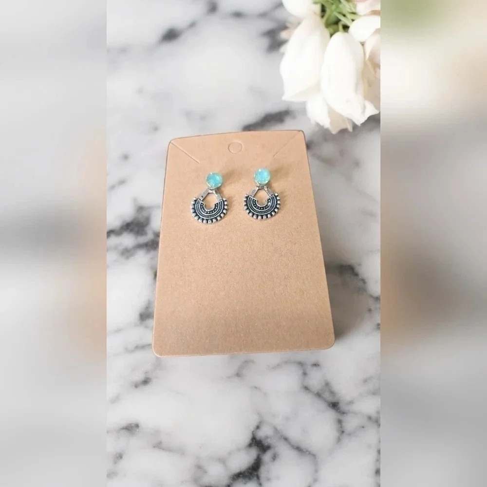 Light Green Rhinestone Dangle Bohemian Stud Earrings